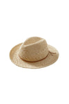 Leather Trim Straw Fedora Hat