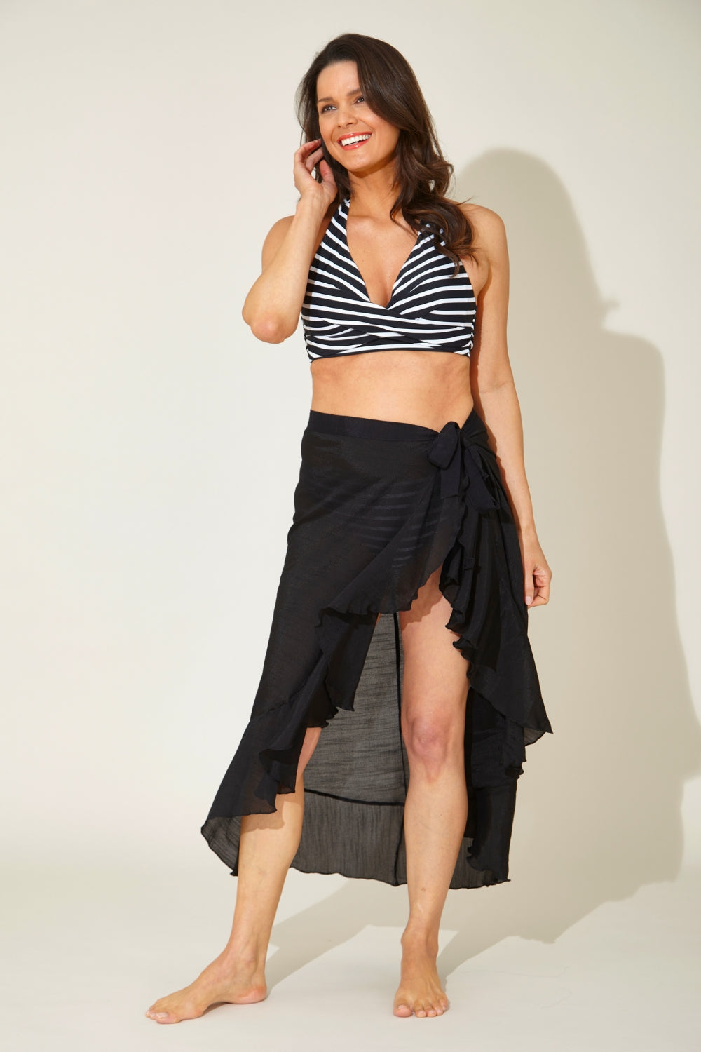 Black Ruffle Trim Sarong