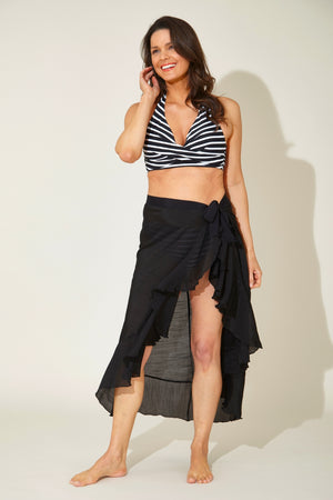 Black Ruffle Trim Sarong