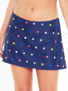 Navy Multicolour Spot Swim Skirt Front Closeup